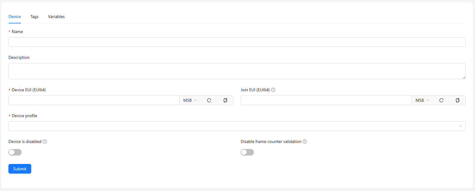 Application Device Form